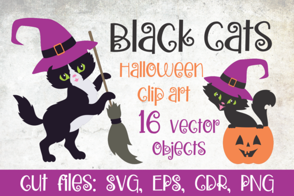 Black Cats. Halloween Clip Art