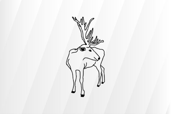 Black Deer Line Illustration Graphics