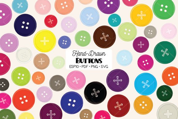 Colored Button Sewing Illustration Graphics
