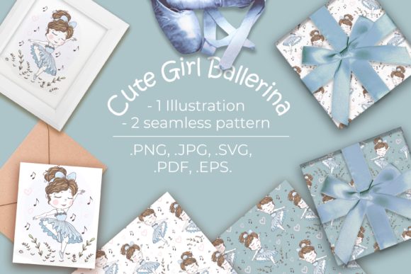 Cute Girl Ballerina Illustration 2: Graphics for Branding