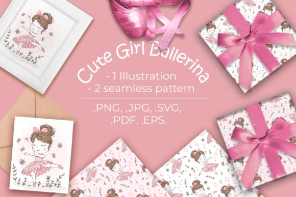 Cute Girl Ballerina Illustration Graphics