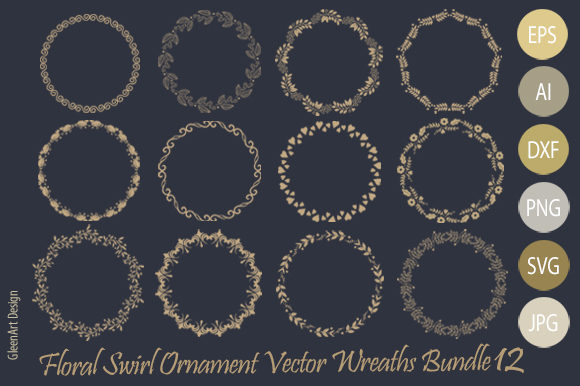 Decorative Flower Wreath Bundle Graphic