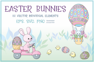 Easter Bunnies. Vector Clip Arts
