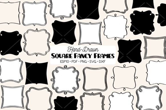Fancy Square Frames Border Monogram Graphics