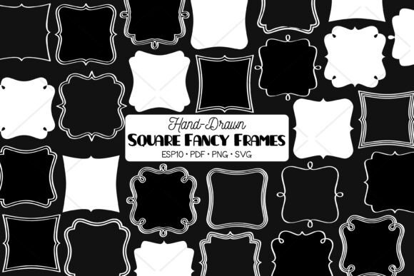 Fancy White Square Frames Border: Graphics and Illustrations