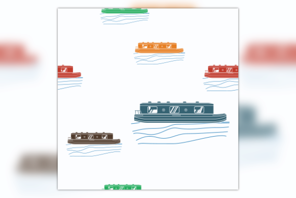 Flat Style Canal Boat Seamless Pattern Graphics
