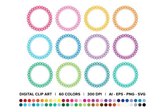 Flower Scallop Outer Frame Clip Art