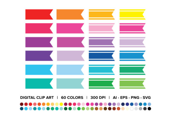 Half Ribbon Solid Stripe Clip Art