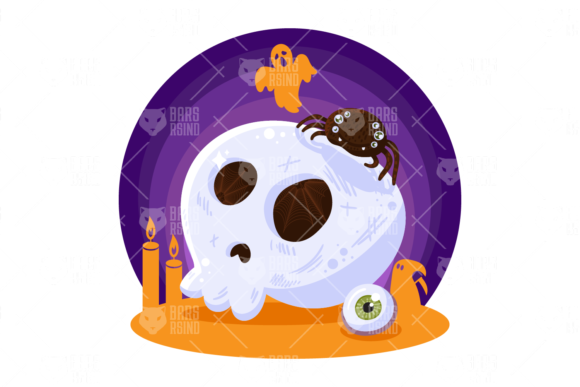 Halloween Scary Skull Illustration Graphics