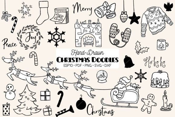 Hand Drawn Christmas New Year Holiday Graphics