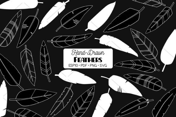 Hand Drawn White Feathers Bird, Aztec Graphics