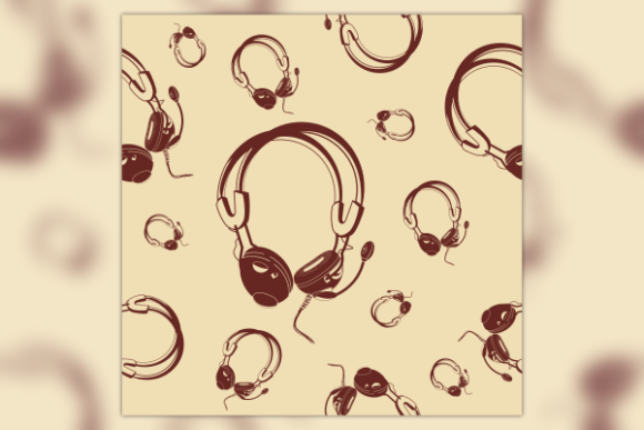Monochrome Earphone Seamless Pattern Graphics