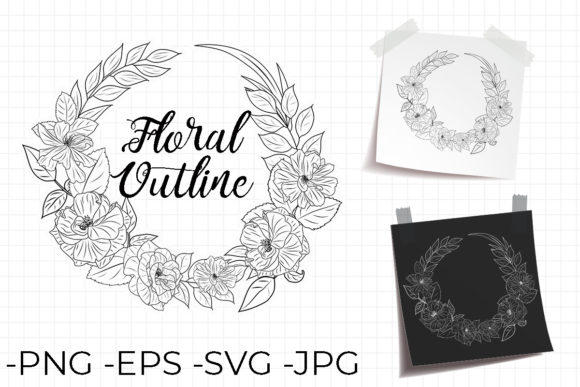 Outline Wreath Decorative Flower Set