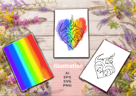 Rainbow Couple Illustration Graphics