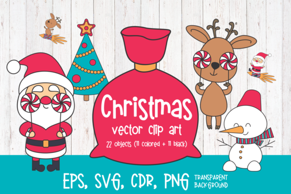 Santa Claus and Deer. Christmas Clip Art