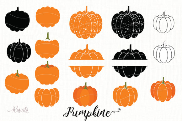 Silhouette Pumpkin Clipart: Graphics for Autumn Designs