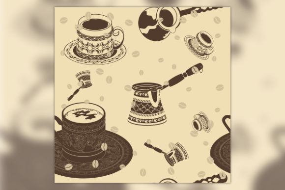 Turkish Coffee Seamless Pattern for Graphics and Patterns