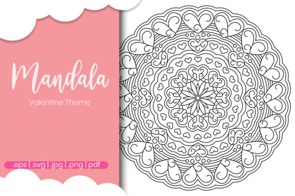 Valentine Day Mandala Coloring Page Graphics and Coloring Pages Amp