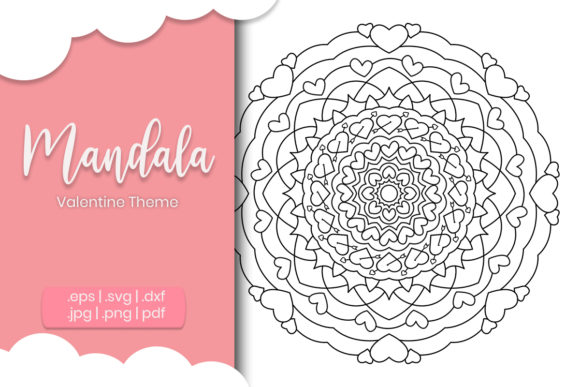 Valentine Mandala Coloring Page Graphic