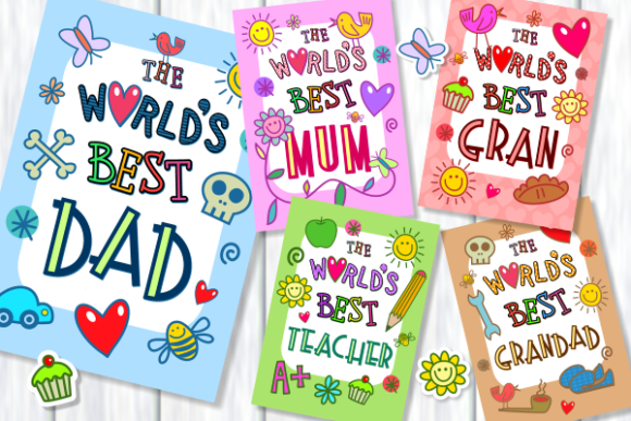 Worlds Best Mum Dad Family Poster Set Graphics